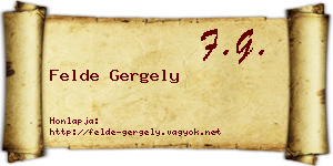 Felde Gergely névjegykártya